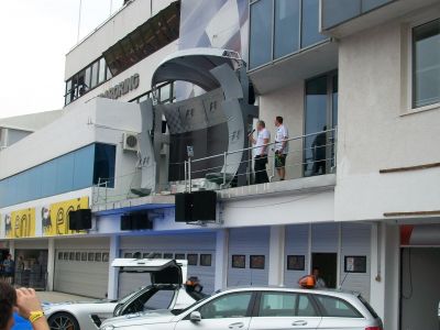 Die Formel Eins Gewinner-Tribüne beim Großen Preis von Ungarn 2012, auf dem weltberühmten Hungaroring.