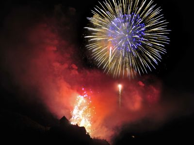 Klangfeuerwerk zum traditionellen Staatsfeiertag in Vaduz / Lichtenstein.