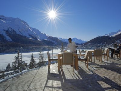 Südterrasse vom Carlton Hotel, Sankt Moritz.