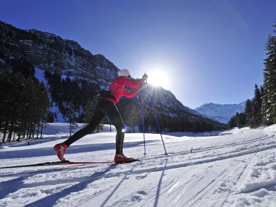 Die Winterlandschaft im Fürstentum Liechtenstein verzaubert seine Gäste auch beim Langlauf.